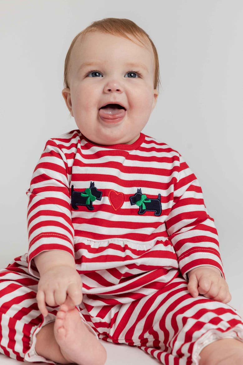 Stripe Knit Longall with Scotties & Heart, Alternate, color, Red & White Stripe