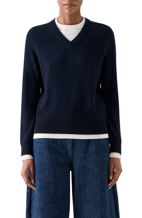 Layered Look Virgin Wool & Cashmere Sweater