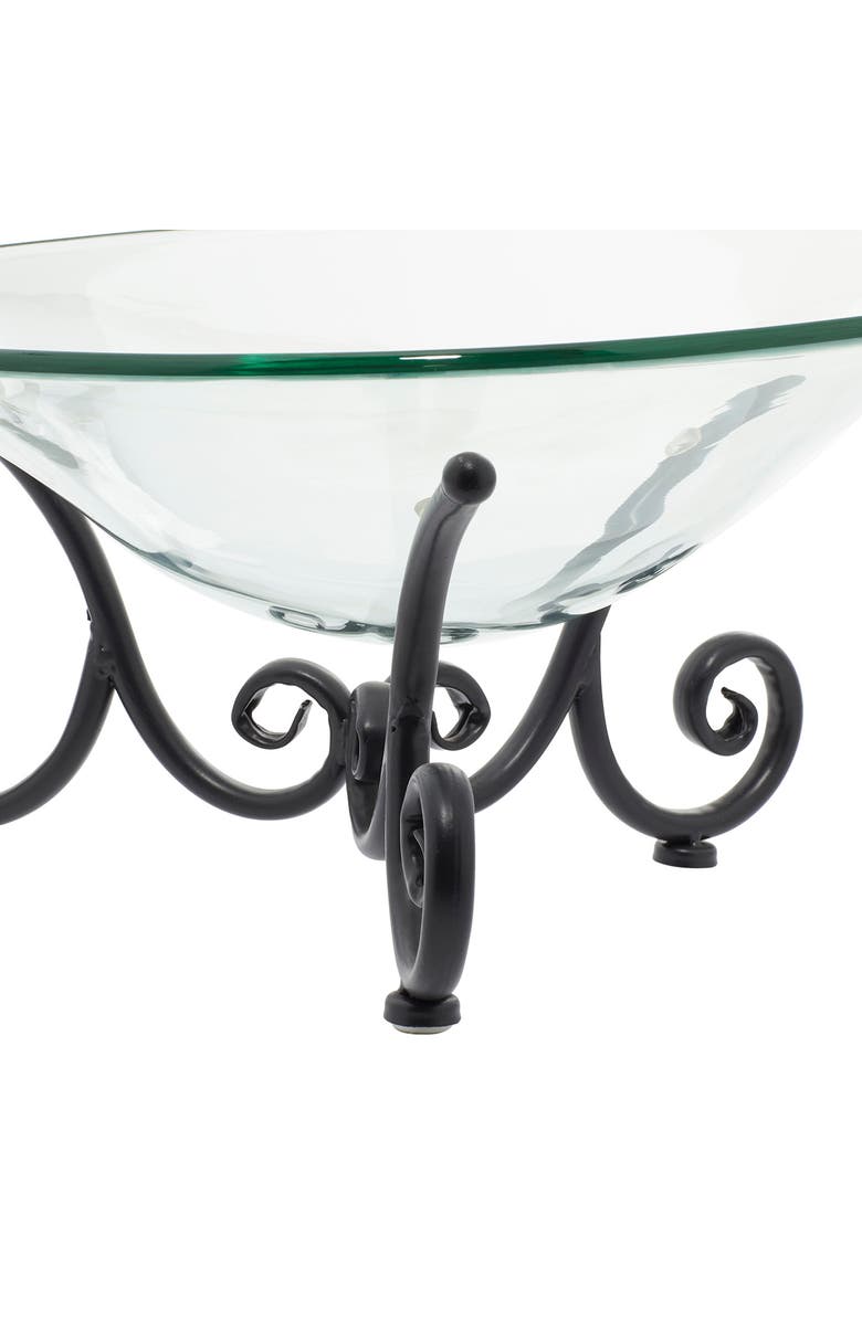SONOMA SAGE HOME Clear Tempered Glass Kitchen Serving Bowl with Black Metal Scroll Base, Alternate, color, Clear
