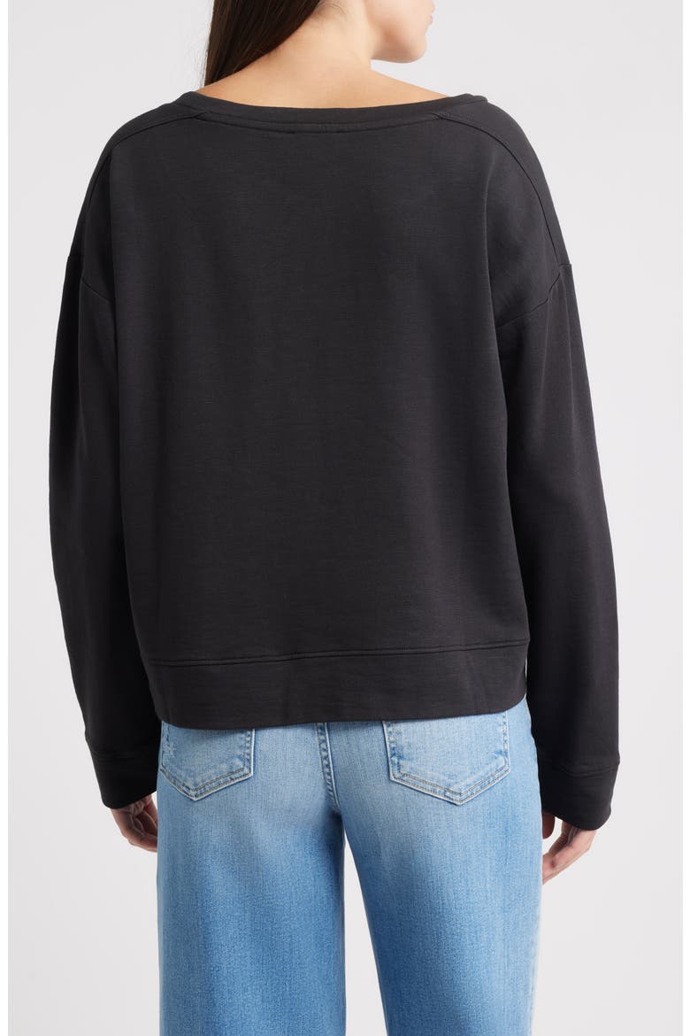 Ballet Neck Boxy Organic Cotton Sweatshirt, Alternate, color, WASHED BLACK