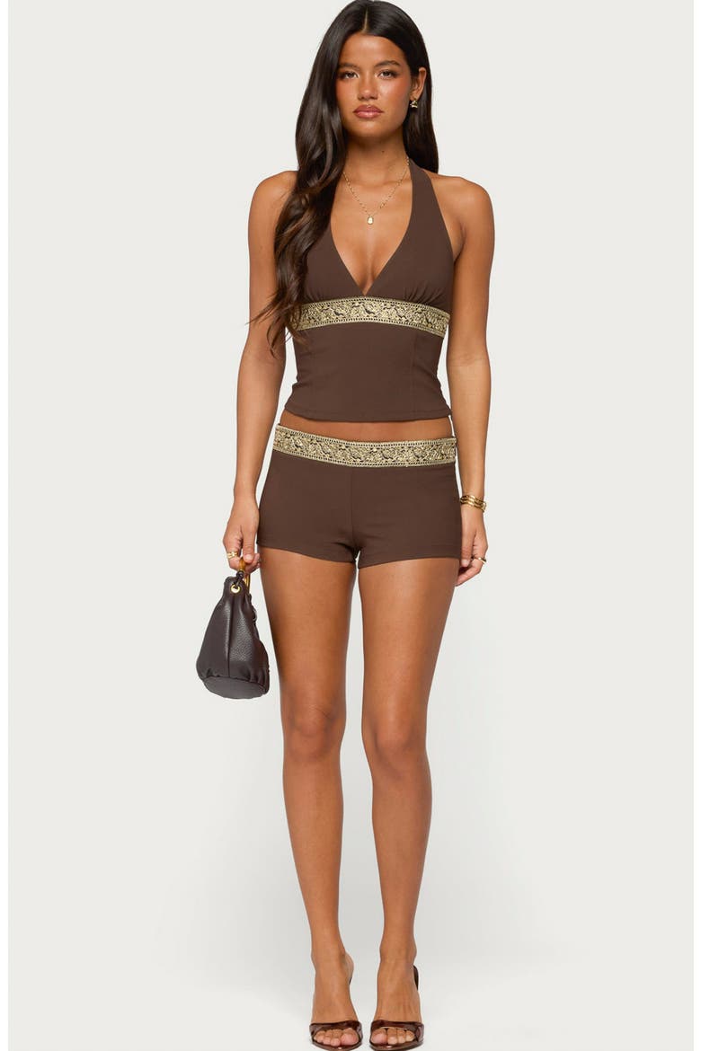 Jasia Sequin Halter Top, Alternate, color, BROWN
