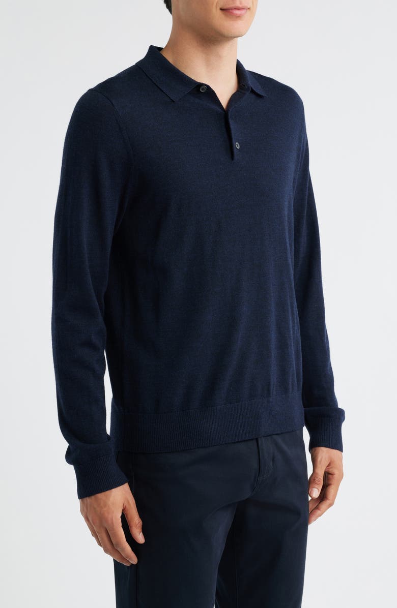Vince Long Sleeve Merino Wool Polo, Alternate, color, Coastal Blue