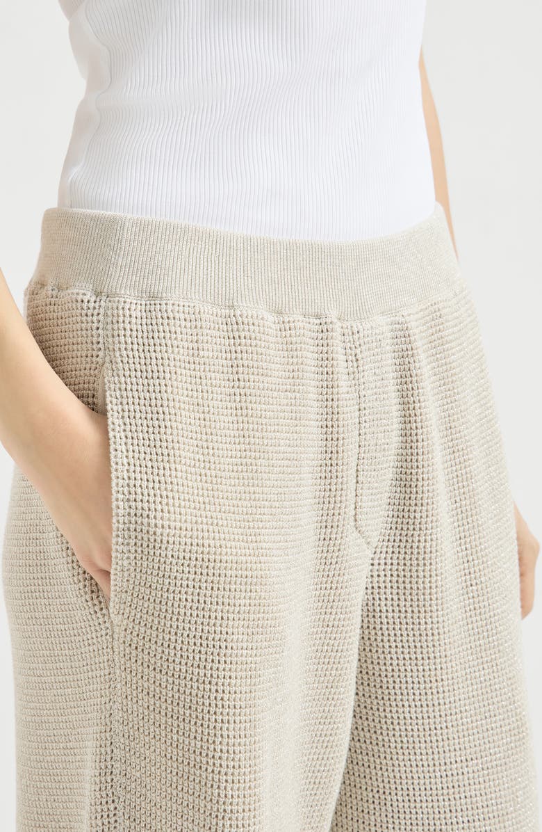 Brunello Cucinelli Sparkling net trousers, Alternate, color, Oat