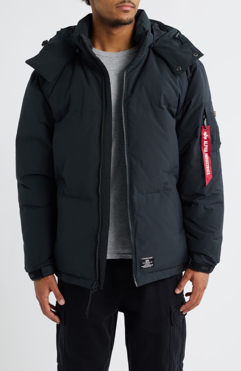 Alpha Industries Down & Feather Puffer Parka, Main, color, Black