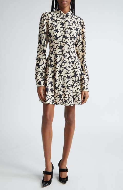 Roanne Abstract Print Long Sleeve Mini Shirtdress