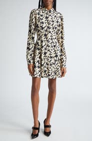 Ulla Johnson Roanne Abstract Print Long Sleeve Mini Shirtdress