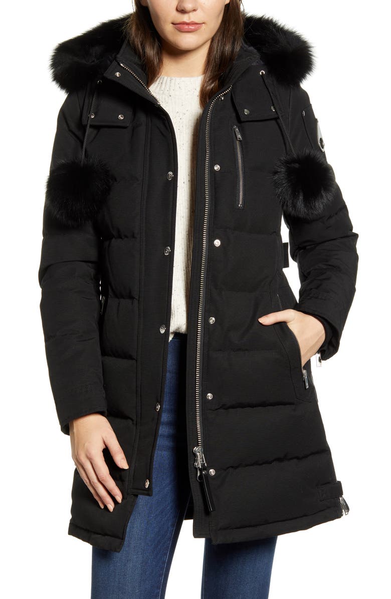 Moose Knuckles Paddockwood Genuine Fox Fur Trim Down Parka, Main, color,