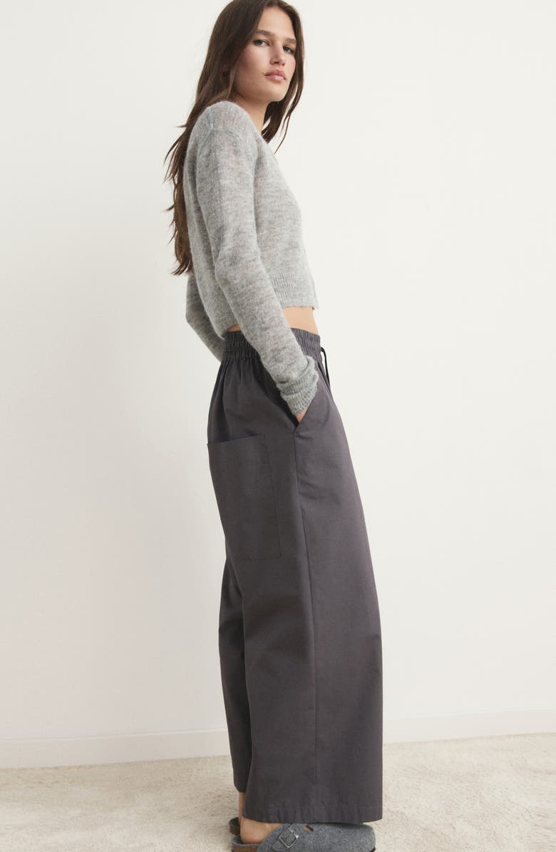 MANGO Cotton Crop Pants, Alternate, color, Charcoal