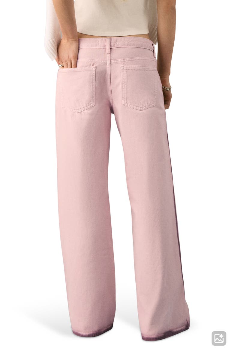 Contrast Trim Wide Leg Jeans, Alternate, color, PALE PINK