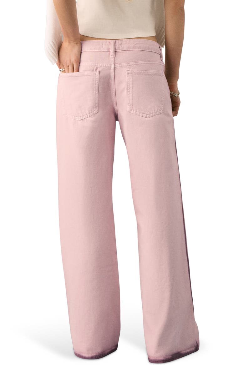 MANGO TEEN Contrast Trim Wide Leg Jeans, Alternate, color, Pale Pink