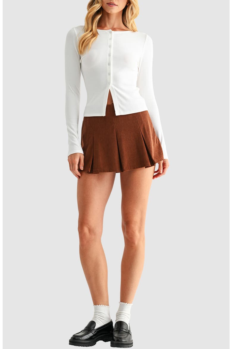 Long Sleeve Button Front Crop Top, Alternate, color, OFF WHITE