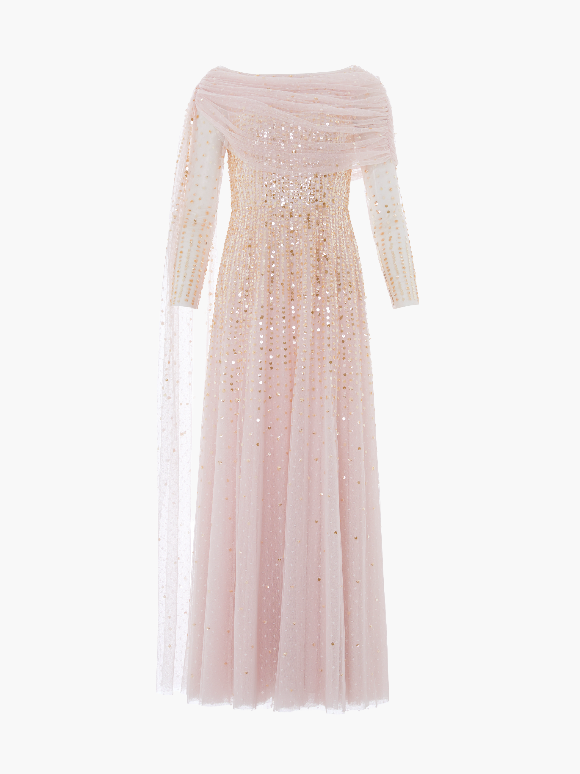 Needle & Thread Moonlight Sequin Draped Long Sleeve Gown (Women ...