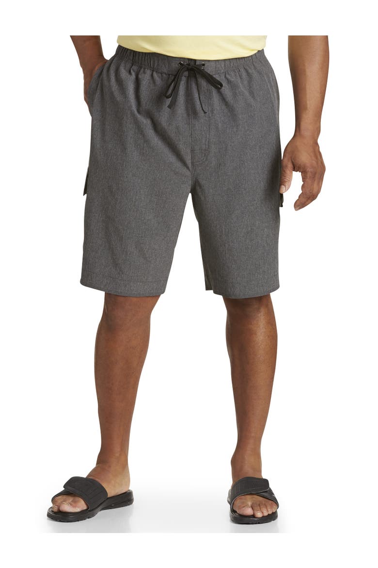 Big & Tall 4-Way Stretch Swim Trunks, Main, color, CHARCOAL HTR