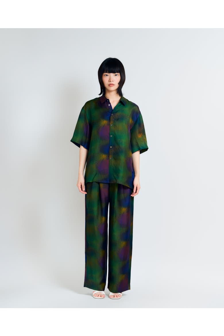 "Brooklyn" Oversized Silk Hawaii Shirt, Alternate, color, Green
