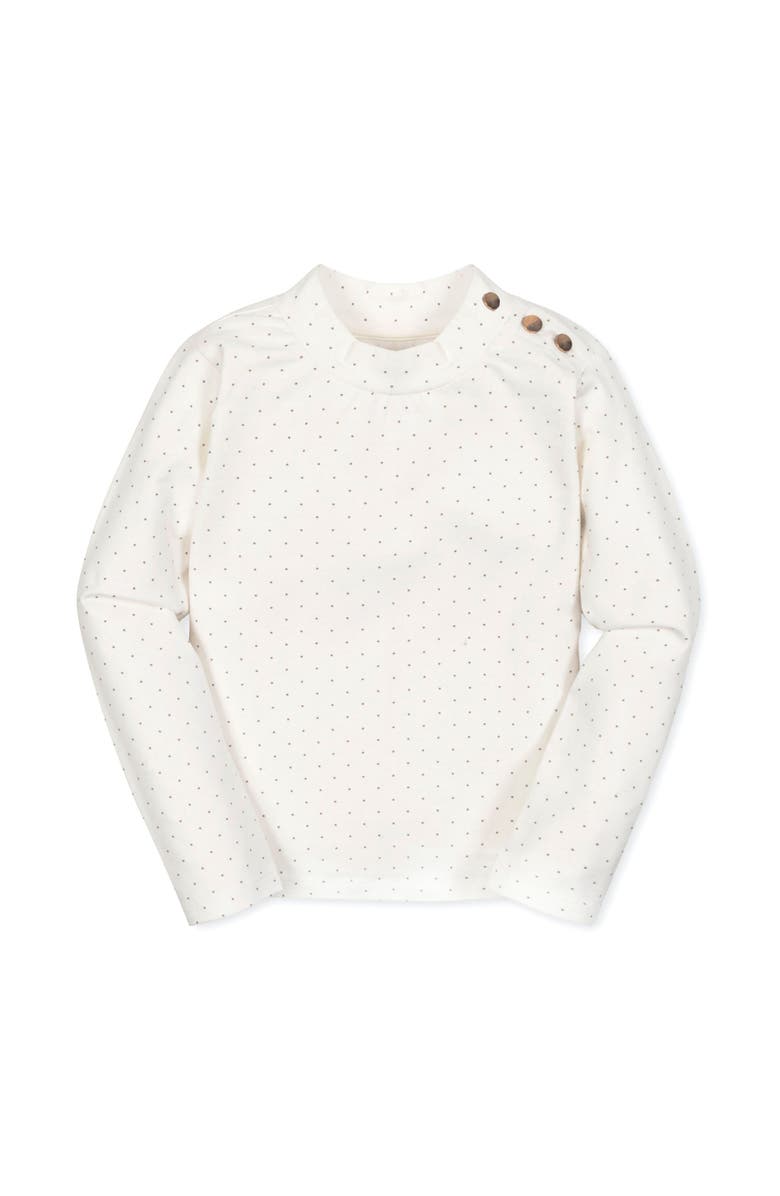 Hope & Henry Kids' Organic Long Sleeve Mock Neck Knit Top, Main, color, Soft White Pindot