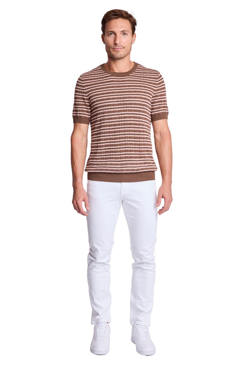Stripe Short Sleeve Knit T-Shirt, Alternate, color, CHOCOLATE MOCHA BLUSH