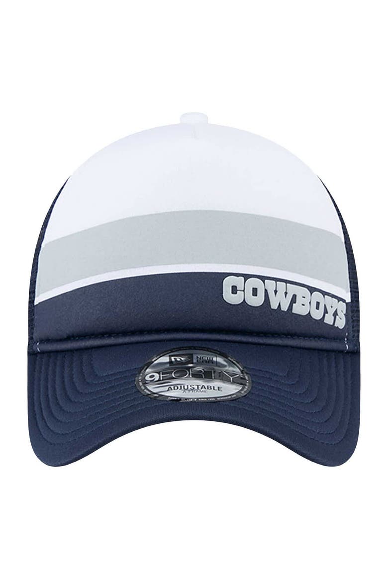 Men's New Era  White/Navy Dallas Cowboys Sport Night Color Block 9FORTY A-Frame Trucker Adjustable Hat, Alternate, color, White
