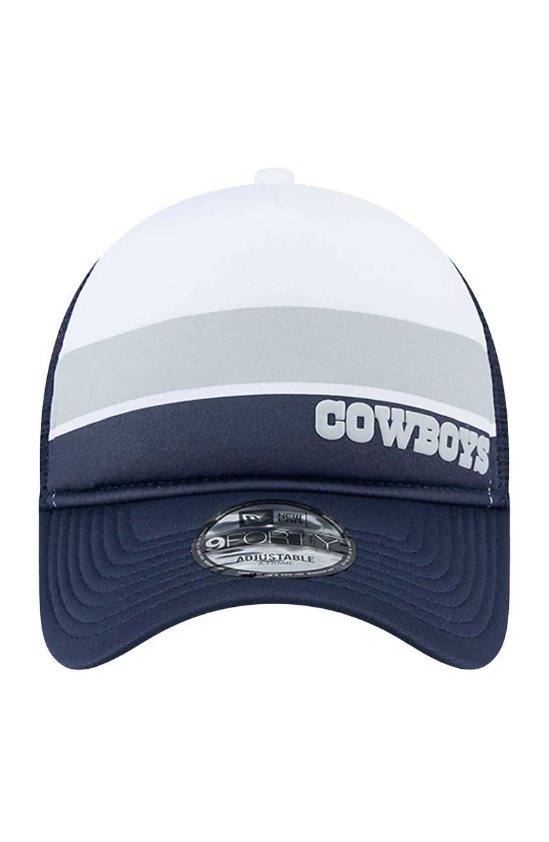 New Era Men's New Era White/Navy Dallas Cowboys Sport Night Color Block 9FORTY A-Frame Trucker Adjustable Hat, Alternate, color, White