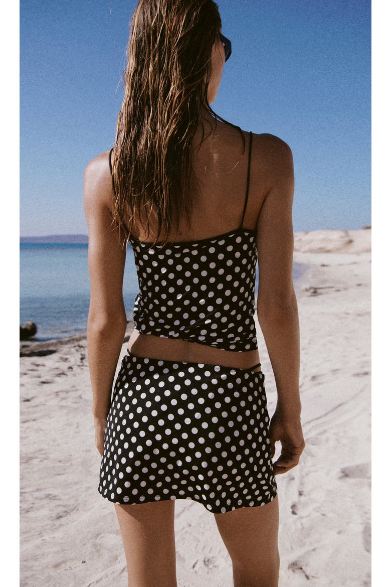 Polka Dot Miniskirt, Alternate, color, BLACK