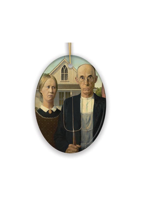 American Gothic Farmhouse Ceramic Ornament