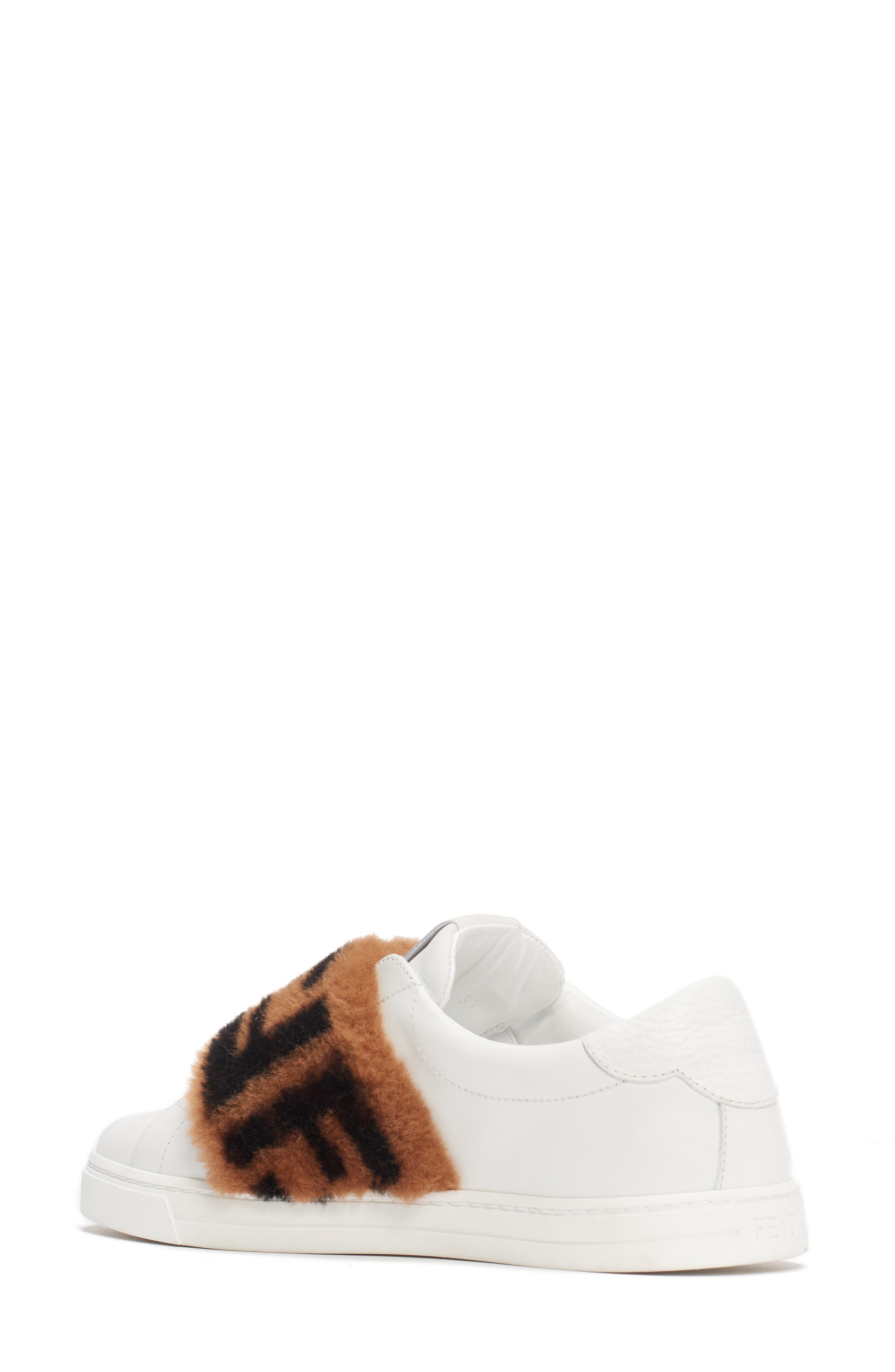 Fendi FF Genuine Shearling Slip-On Sneaker, Alternate, color, 