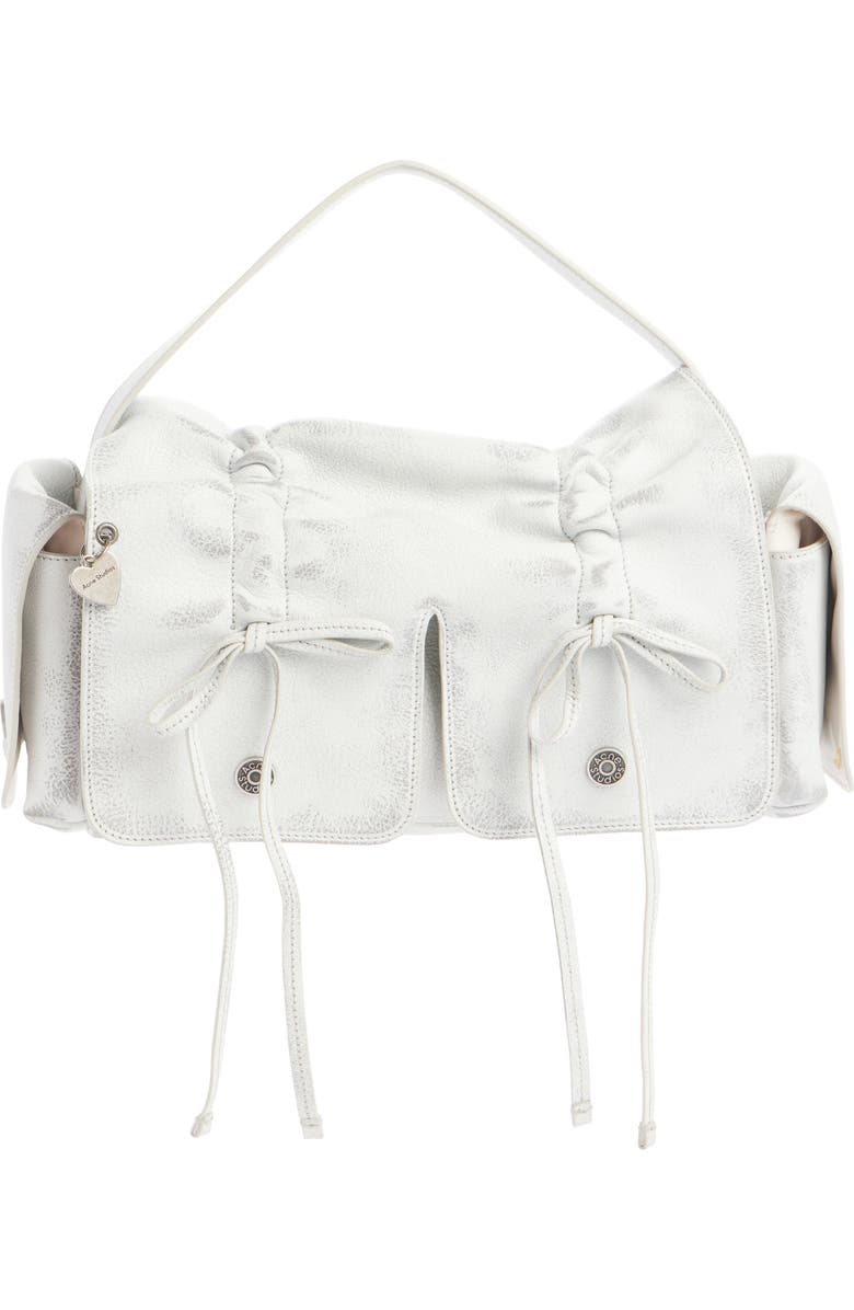 Acne Studios Multipocket Washed Leather Bag, Main, color, White/ Grey