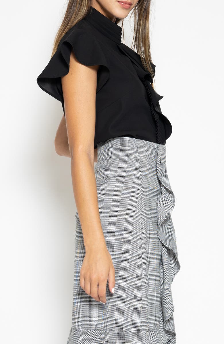 GRACIA Pleated Ruffle Mock Neck Top, Alternate, color, 