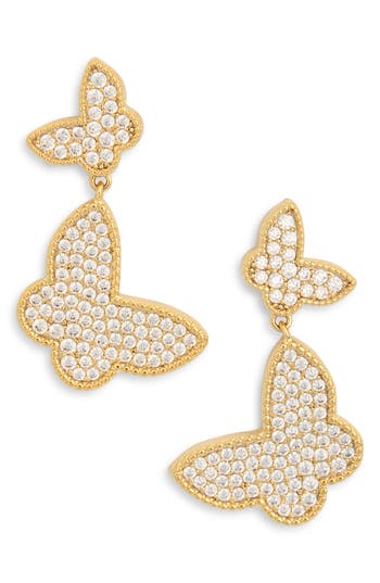 Eye Candy Los Angeles Sofia Butterfly Drop Earrings In Gold