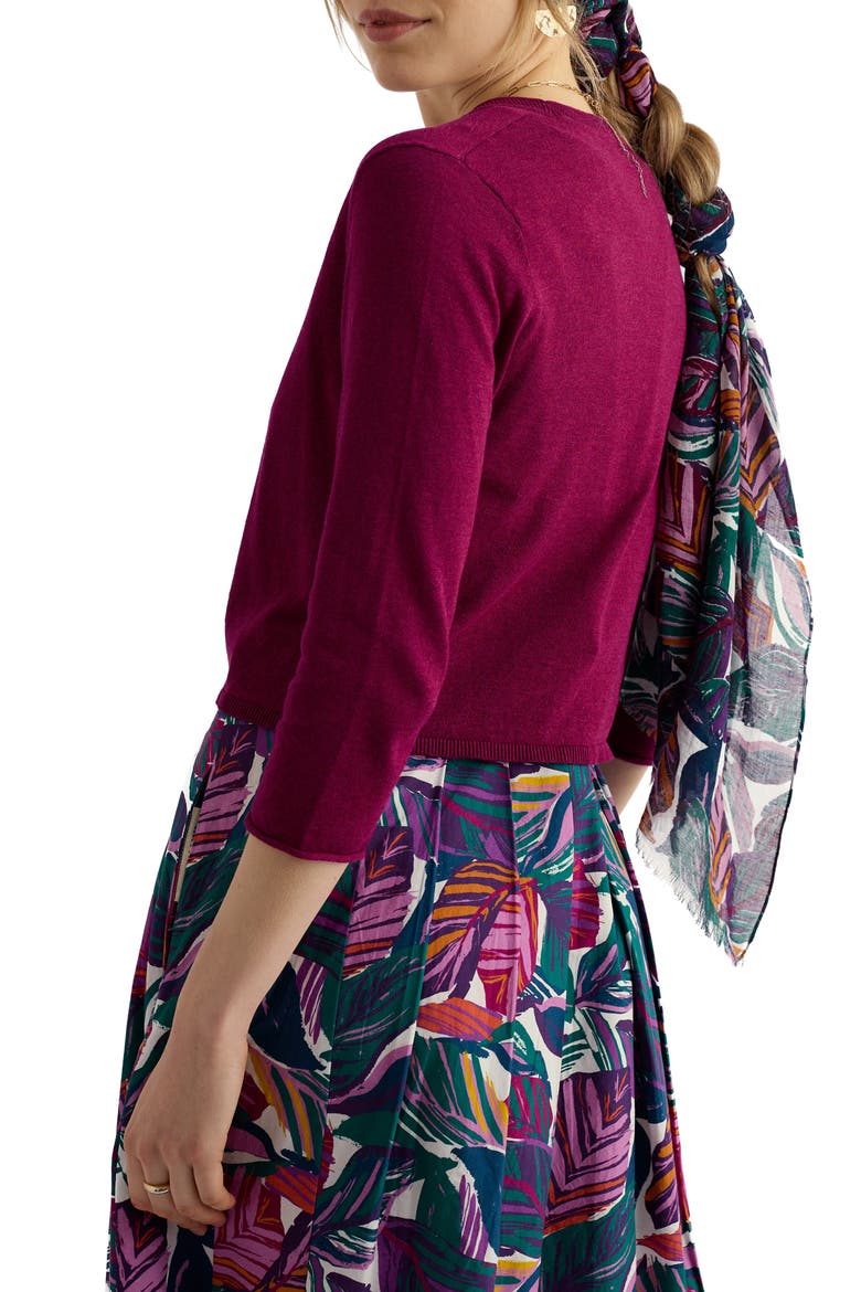 Vanessa Open Front Organic Cotton Crop Cardigan, Alternate, color, KNIT MELANGE DARK FREESIA