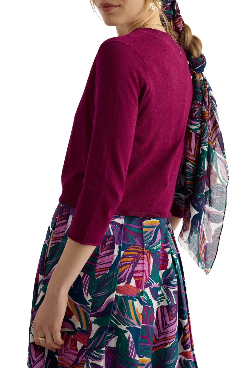 Seasalt Cornwall Vanessa Open Front Organic Cotton Crop Cardigan, Alternate, color, Knit Melange Dark Freesia