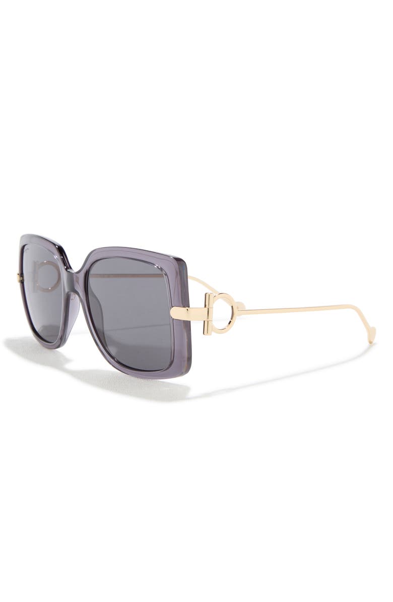 FERRAGAMO Salvatore Ferragamo Gancio 55mm Square Sunglasses, Alternate, color, Grey