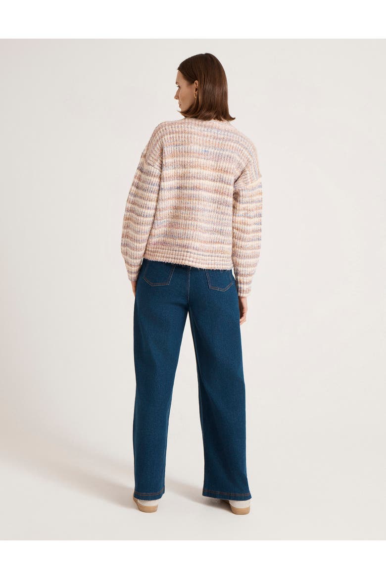 Whitney Round Neck Knitted Cardigan, Alternate, color, Pink Stripe