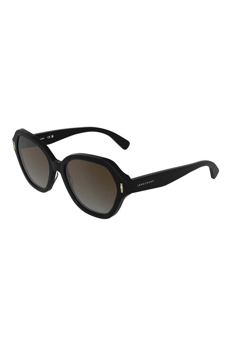 Roseau 56mm Gradient Modified Rectangular Sunglasses, Alternate, color, BLACK