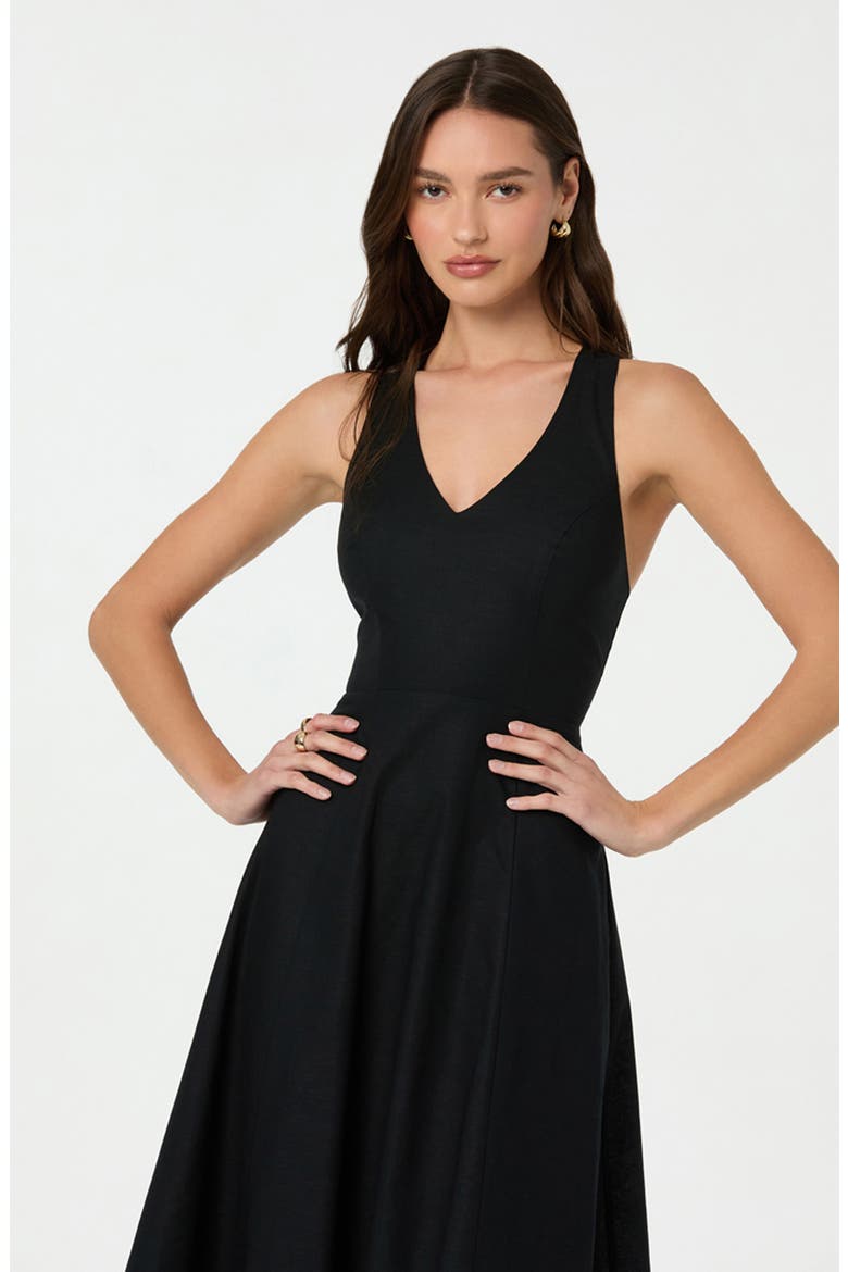 Cross Back Sleeveless Midi Dress, Alternate, color, BLACK