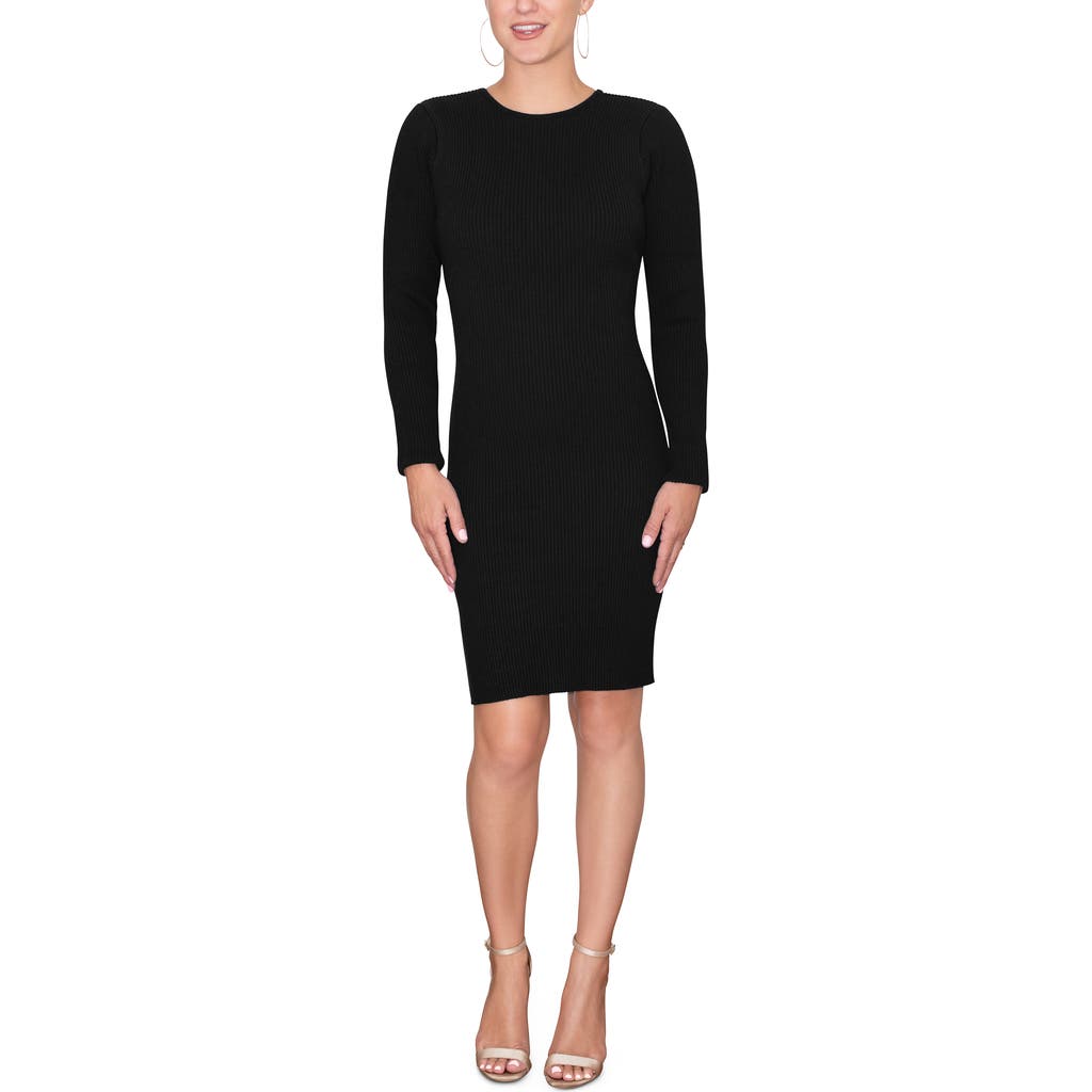 Rachel Rachel Roy Katerina Crew Neck Sweater Mini Dress In Black