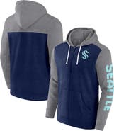 FANATICS Men's Fanatics Branded Heather Deep Sea Blue Seattle Kraken Down and Distance Full-Zip Hoodie