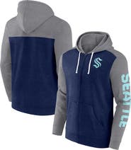 FANATICS Men's Fanatics Branded Heather Deep Sea Blue Seattle Kraken Down and Distance Full-Zip Hoodie