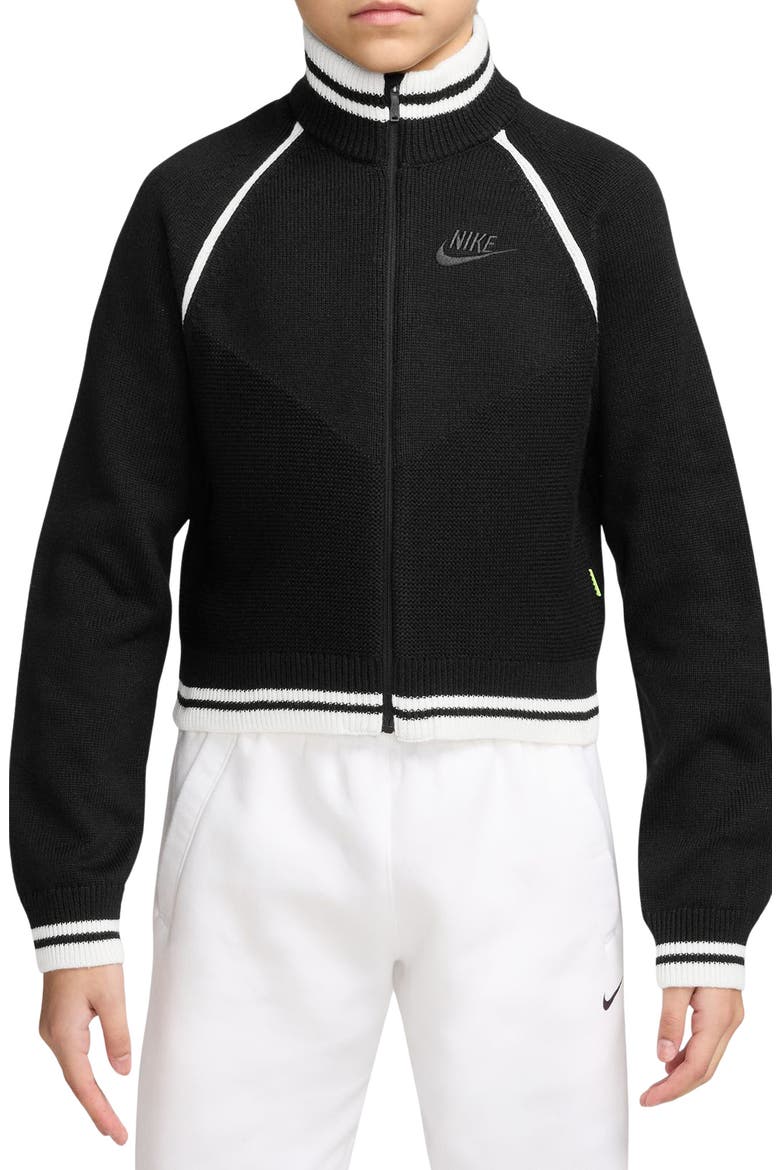 Kids' Sportswear Track Jacket, Main, color, BLACK/ WHITE
