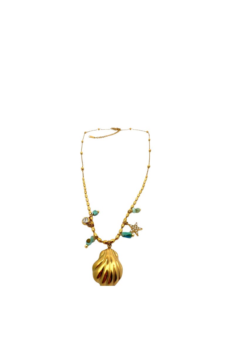 Sea Shell And Charms Necklace, Alternate, color, Yellow