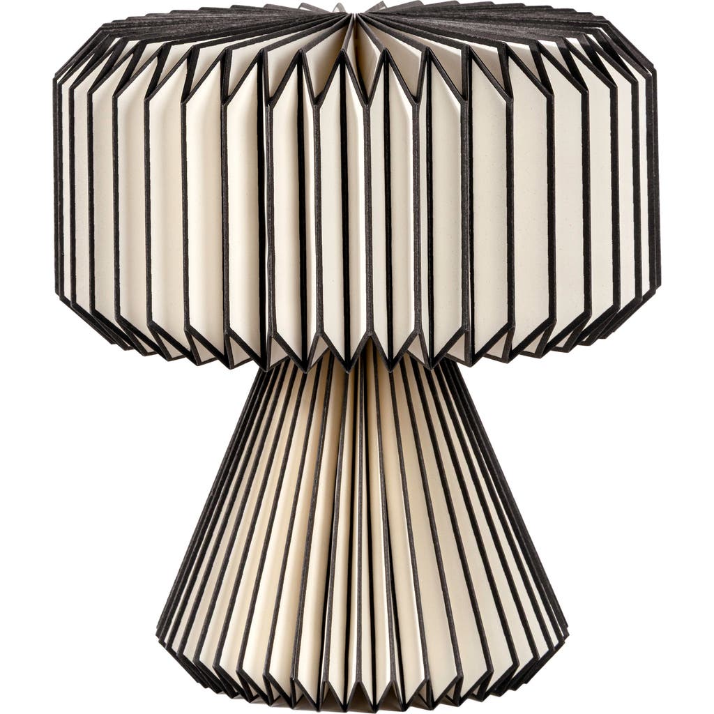 Jonathan Y Zelda 12.8" Modern Art Deco Paper Pleated Shade Accent Led Table Lamp In Black