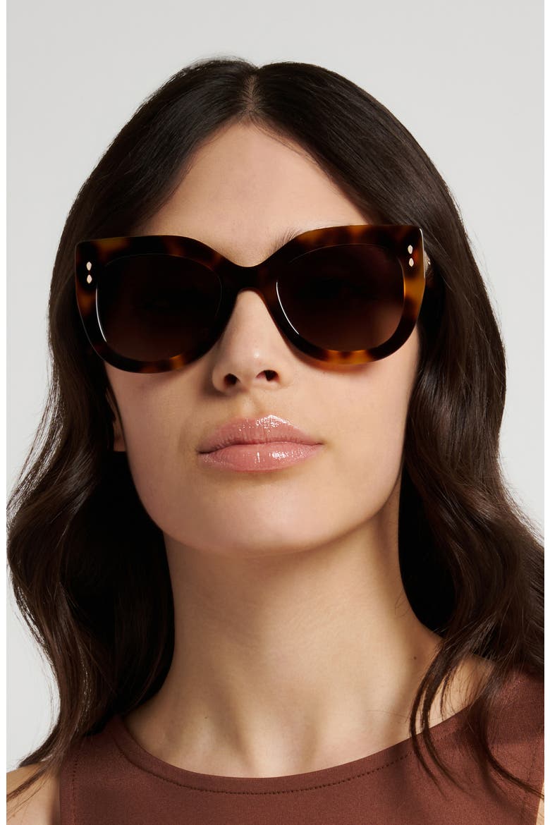 53mm Cat Eye Sunglasses, Alternate, color, HAVANA GOLD/ BROWN