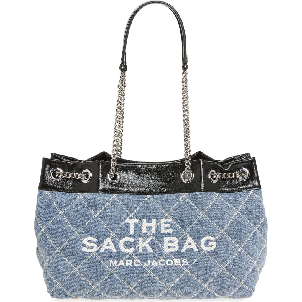 MARC JACOBS MARC JACOBS THE QUILTED DENIM CHAIN SACK BAG