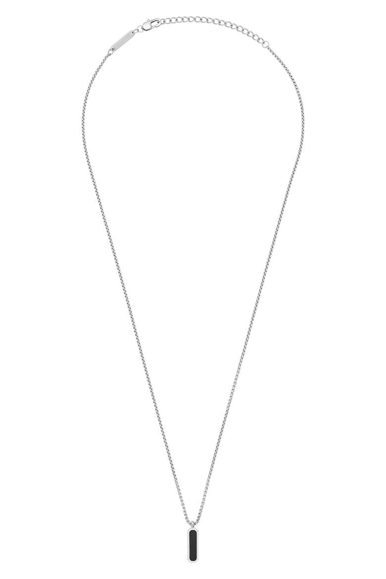Men's Black Onyx Tag Pendant Necklace, Alternate, color, SILVER/ GOLD