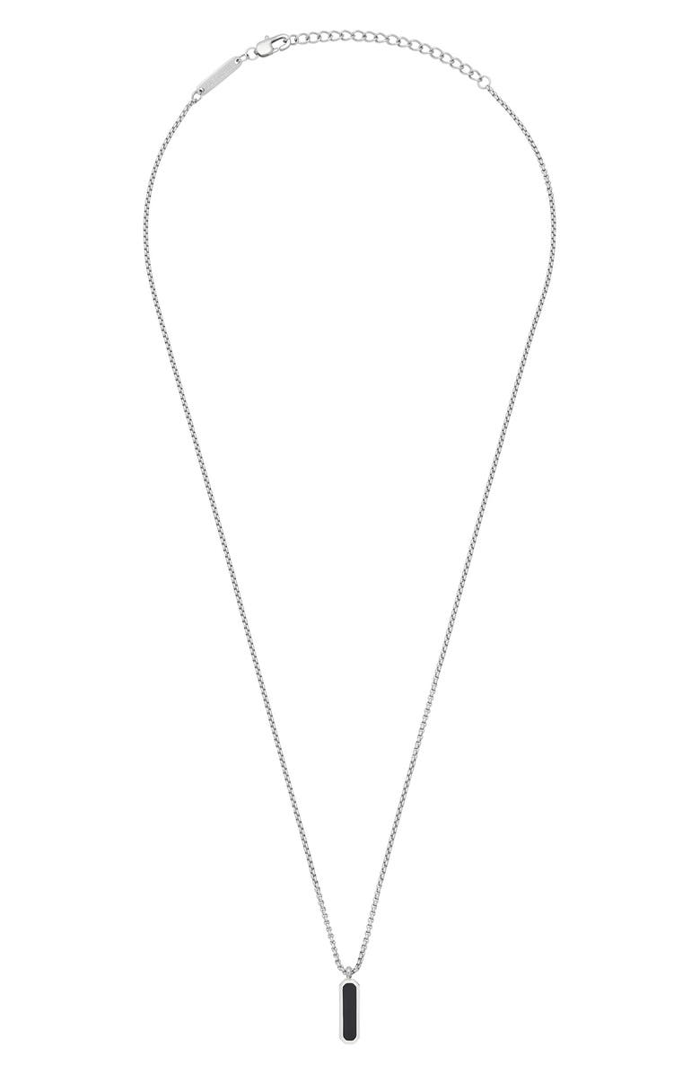 Estella Bartlett Men's Black Onyx Tag Pendant Necklace, Alternate, color, Silver/ Gold