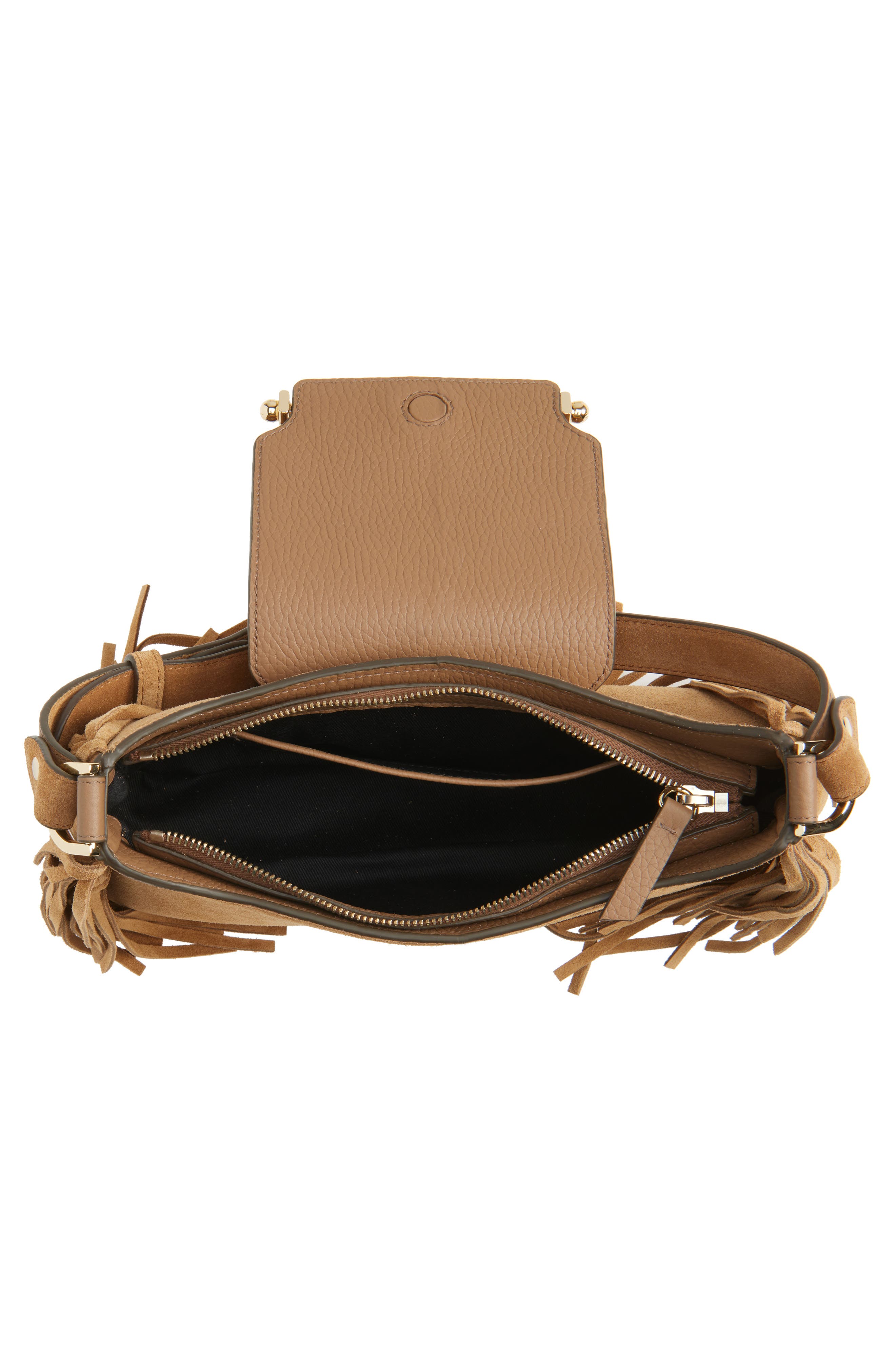 x Cinq à Sept Multrees Fringe Suede Hobo Bag, Alternate, color, TOFFEE