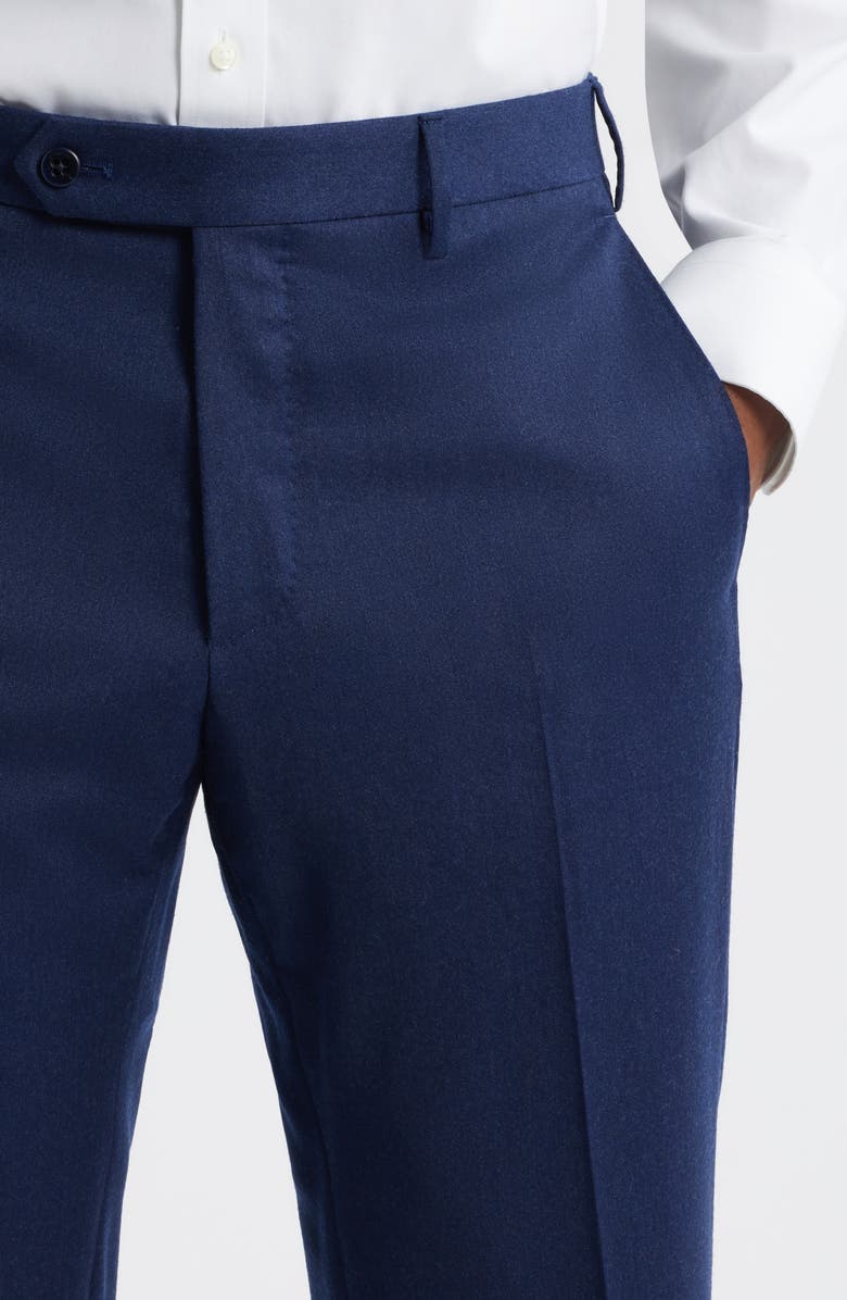 Zanella Parker Flat Front Stretch Wool Flannel Trousers, Alternate, color, Atlantic Blue
