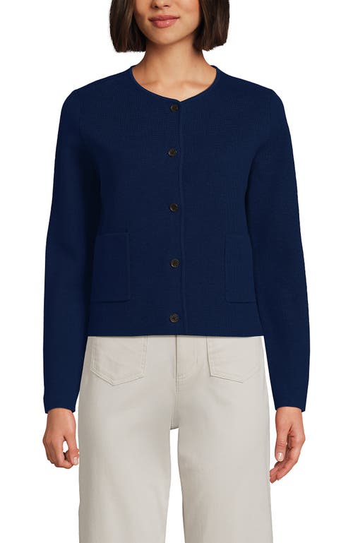 Lands' End Fine Gauge Cotton Milano Blazer Sweater In Blue