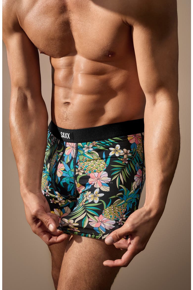 Daytripper Comfort Stretch Boxer Briefs, Alternate, color, PINEAPPLE FIELD-BLACK