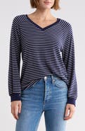 WEST K Striped Brushed Raglan Sleeve Pullover