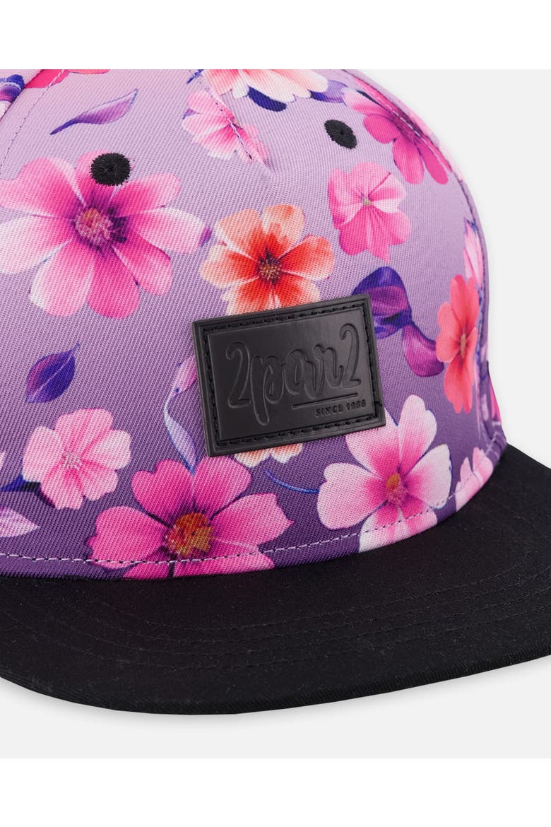 Flat Brim Floral Gradient Cap, Alternate, color, Mauve Floral Gradient